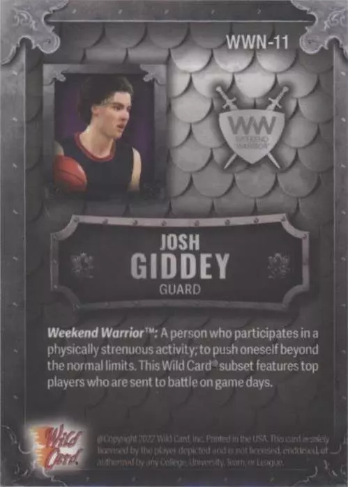 2022 Wild Card Matte SP Exclusive - Josh Giddey #WWN-11