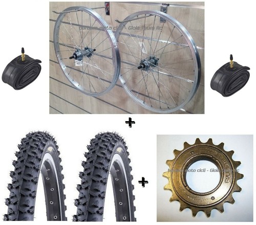 COPPIA RUOTE + COPERTONI + CAMERE ARIA PIGNONE 16 DENTI 20X1.75 1.95 BICI  MTB | eBay