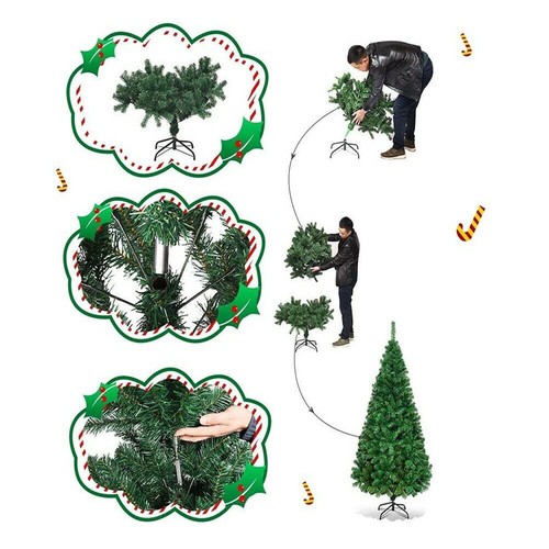 4/5/6/7FT Christmas Tree Pre Lit/Traditional Bushy Pine Xmas Tree Indoor Outdoor - Picture 9 of 21
