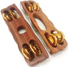 One hand khartal pair Indian Traditional Khartal Pair Brass wood Jhumka Khartal