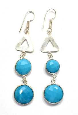 Handmade Jewelry Blue Chalcedony Sterling Silver Overlay Oxidized Earring 2.25 Fantasy Handmade Jewelry Blue Chalcedony Sterling Silver Overlay Oxidized Earring 2.25 Fantasy