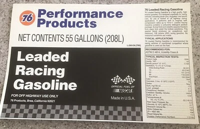 UNION 76 PERF PRODUCTS 76/NASCAR RACING FUEL STICKER FOR 55 GALLON DRUM