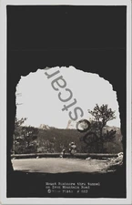MOUNT RUSHMORE thru tunnel on Iron Mountain Road, Rise Photo RPPC postcard jj411