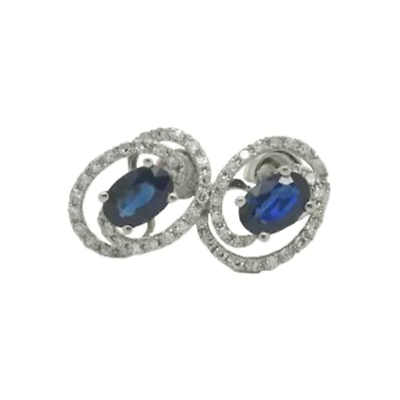 EFFY 14K White Gold Earrings with Blue Sapphire and Diamonds
