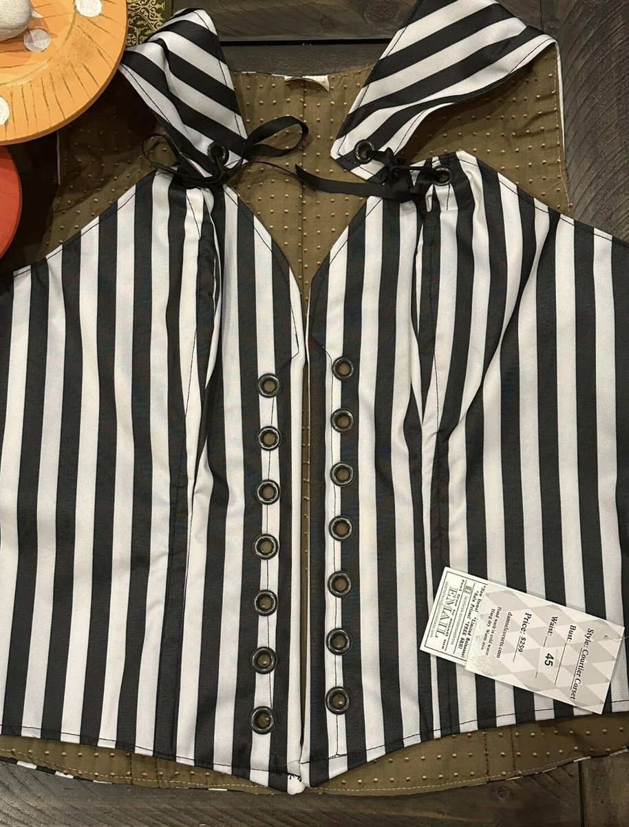 Damsel In This Dress (DiTD) Black & White Stripe Courtier Overbust Corset -  45 | eBay