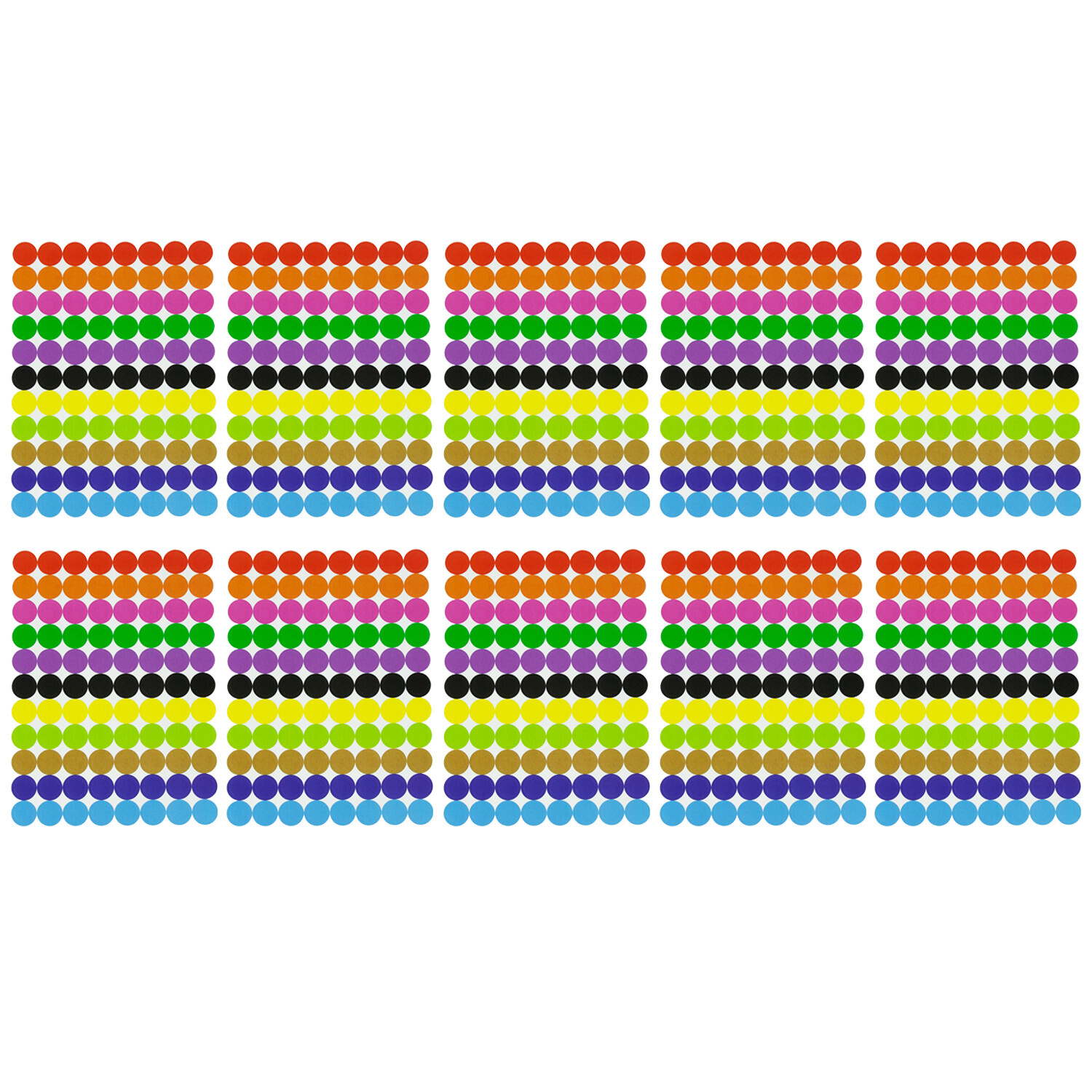 880 Markierungspunkte Aufkleber Klebepunkte Sticker Ø 10 mm 10 Blatt 11 Farben