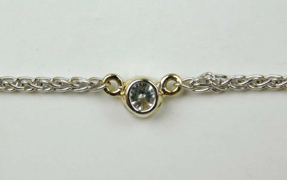 Collar de cadena gargantilla de diamantes solitario de oro multicolor de 18 k ~ 4,2 mm 16,25" B6014 Foto 3 de 4