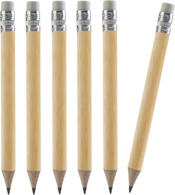 100pcs Mini Pencils with Eraser, Sharpened 1 Count (Pack of 100), Natural 