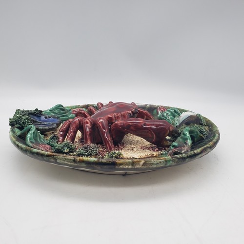 Majolica Palissy Style Crab & Shells 9" Diameter Plate Wall Decor - Unbranded - Picture 4 of 11