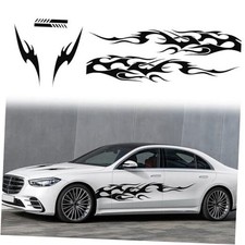 6pcs Flame Pattern Graphics Stickers Car Side Decal Cars Body Door Sides Black