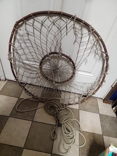 De colección 26" Redonda Drop Net Maceta Dos Anillos Cangrejo Peces Trampa Pesca Cangrejo - Imagen 2 de 3