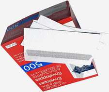 Top Flight No. 10 Security Strip & Seal Envelopes White Wove 500, 4.1x9.5"