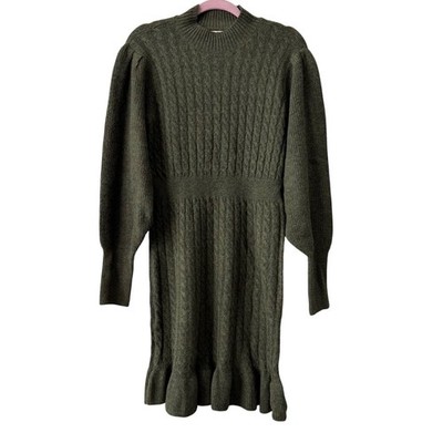 AWARE by Vero Moda Olive Cable Knit Sweater Dress   Size L (NWT)