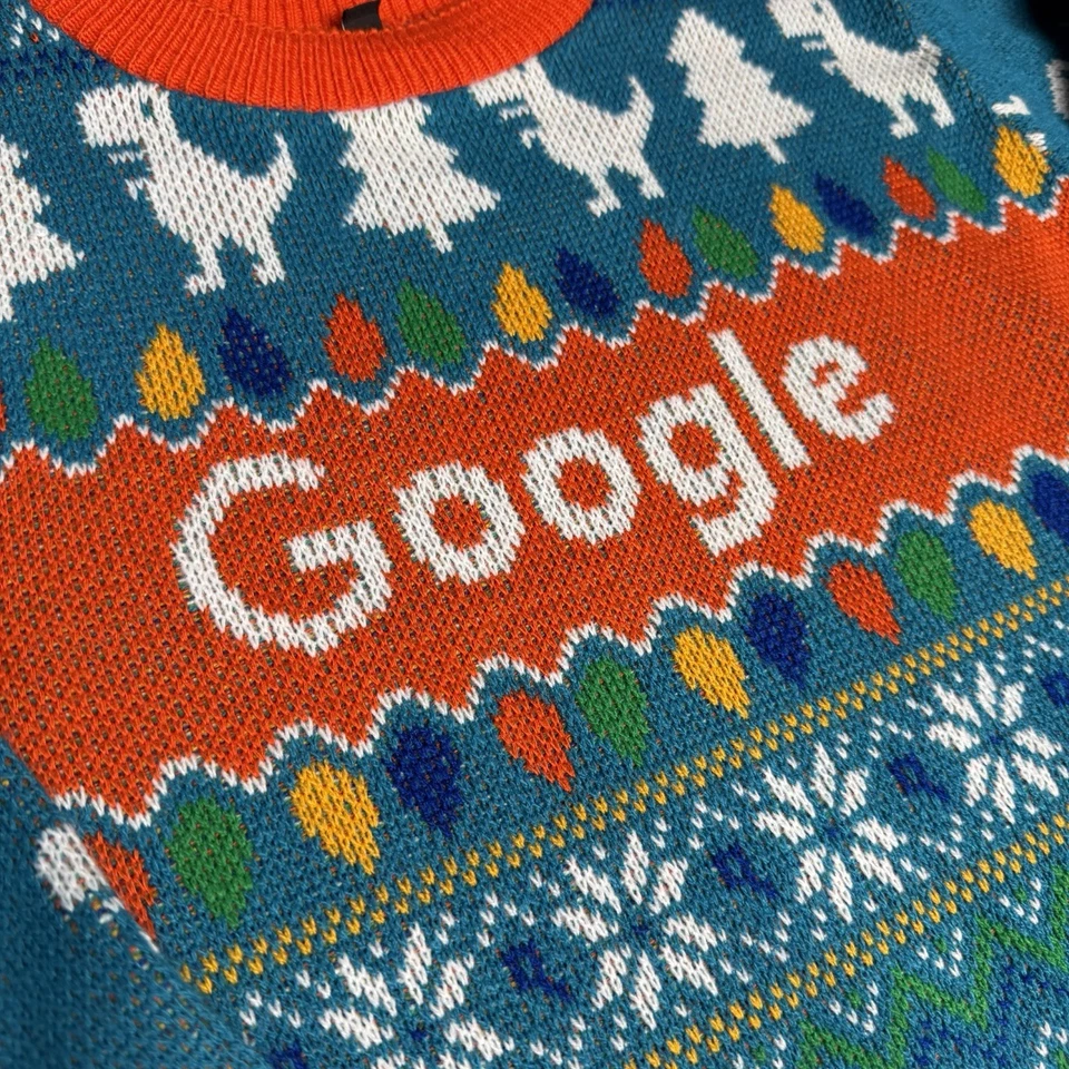 Suéter Navidad Google Android Mediano Azul y Naranja Foto 2 de 4