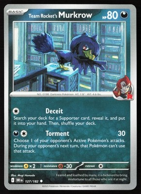 Team Rocket's Murkrow #127/182 SV10 Destined Rivals Near Mint Pokemon tcg