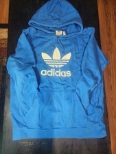 Adidas Originals Trefoil Big Logo Pullover Hoodie Blue Men's Size L - Worn Once