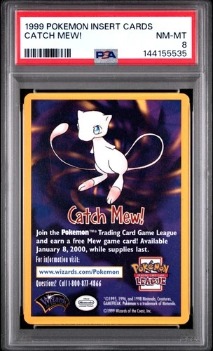 1999 POKEMON INSERT CARDS CATCH MEW! PSA 8