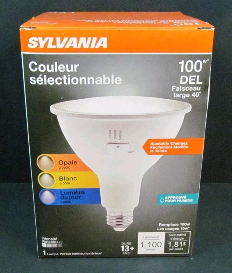 Sylvania 100W LED Flood 40° Color Changing Bulb (Uses 15 watts) 3 Colors - Image 2 of 4