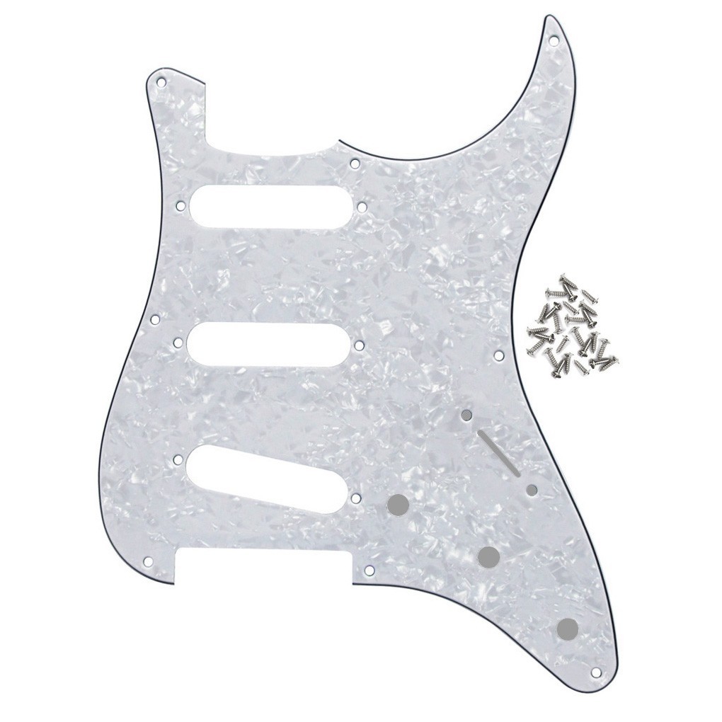 FLEOR Vintage '50s ST SSS 4Ply White Pearl Pickguard 8Holes Scratch Plate