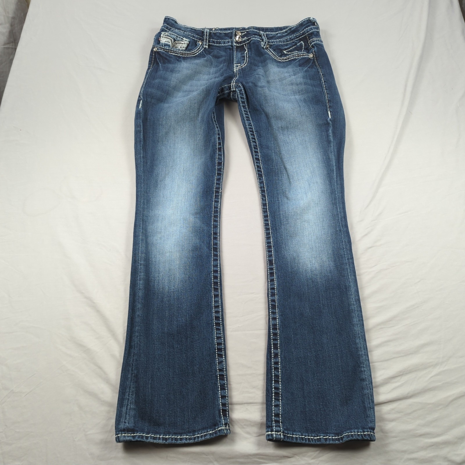 Vigoss Jeans Womens 12 Blue Dallas Slim Boot Cut Western Cowgirl Embroidered