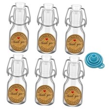 Pcs White Lid 2 oz Mini Swing Top Glass Bottles0ML Mini Storage Bottles, with 6