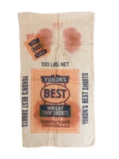 Yukon's Best Wheat Gray Shorts 100 lb Yukon Oklahoma Flour Sack Good Color