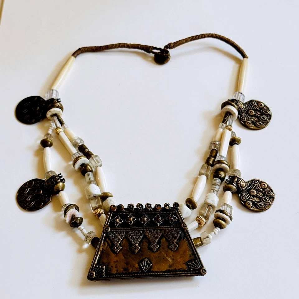 Collar Mary Doug Hancock Moneda Tribal Cuentas Declaración Momia Paquete 22"L Foto 4 de 4