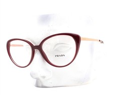 Prada Eyeglasses Glasses VPR 06W UAN-1O1 Glossy Red Rose Gold 53mm with Pouch