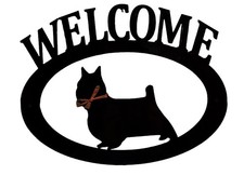 Silky Terrier Handcrafted Metal Welcome Sign black silhouette Made in the USA