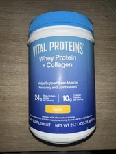 Vital Proteins Whey + Collagen Peptides Vanilla 21.7oz Muscle Recovery Exp.10/26