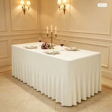 8-Pack Rectangular Tablecloths with Skirt, Table Covers for Wedding Birthday