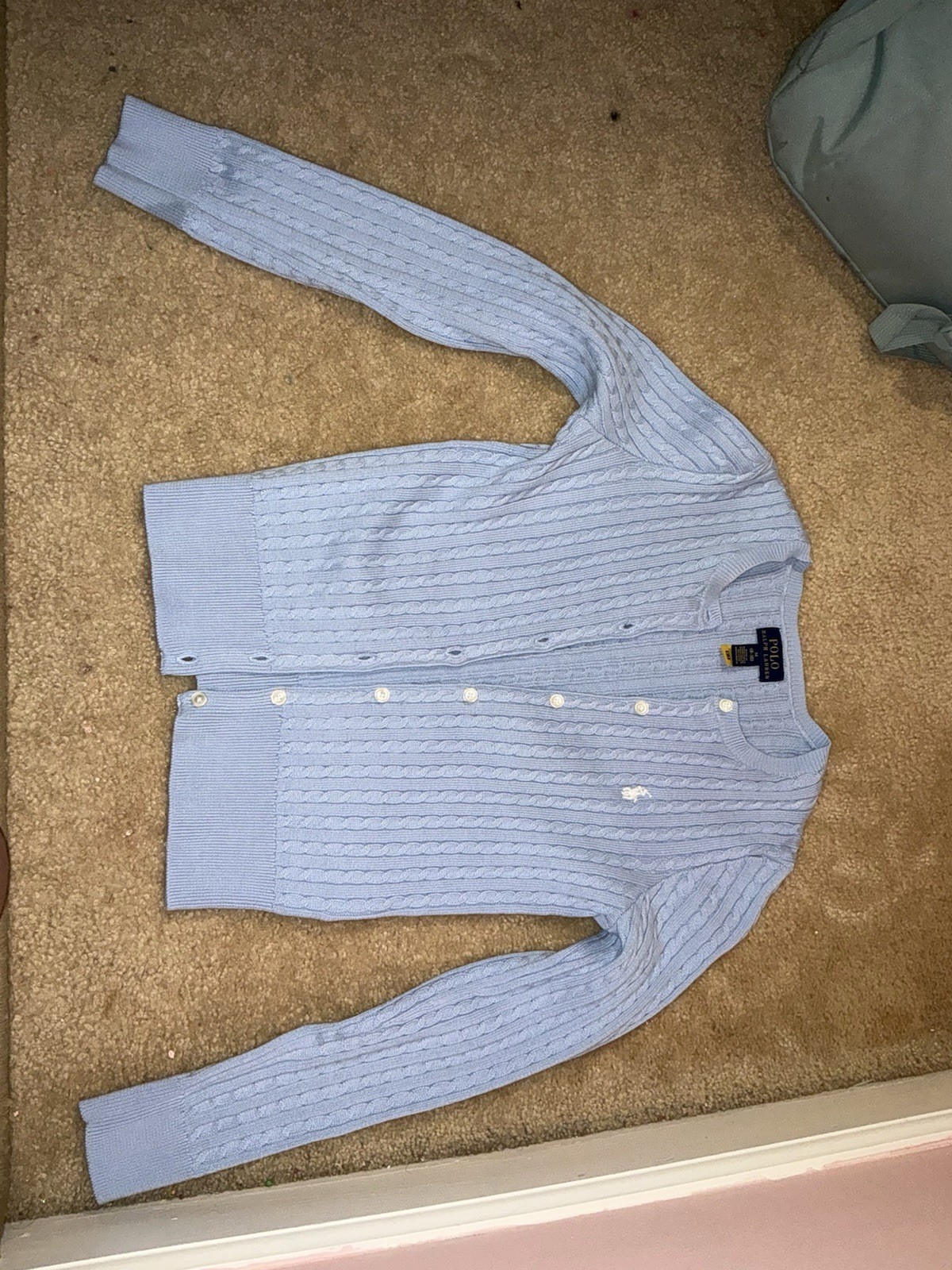 polo ralph lauren sweater cardigan kids girls light blue size 6 thumbnail 2