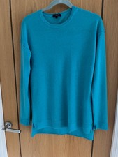Jigsaw Ladies Fine Knit 100% Cashmere Turquoise Jumper S