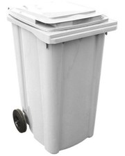 Bidone Pattumiera Immondizia con Ruote Bianco 240 Litri