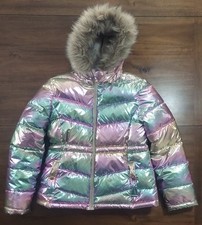 Big Girls size 14 Rothschild Metallic Puffer Winter Coat with Faux Fur Trim Hood