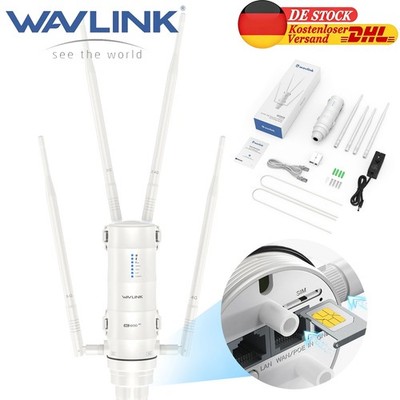 WAVLINK 4G LTE Außen WLAN Router mit SIM-Karte AC1200 Dual Band Hotspot 4x7dBi