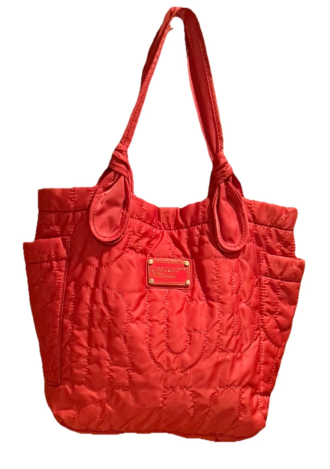 Marc By Marc Jacobs Red Quilted Nylon Tote Bag