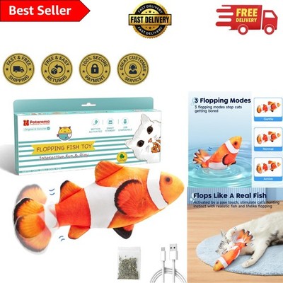 Wiggling Clownfish Cat Kicker Toy with Catnip - Engaging 10.5 Inch Plush