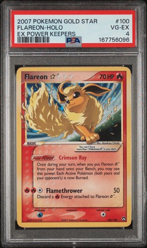 POKEMON 2007 FLAREON GOLD STAR EX POWER KEEPERS #100 PSA 4