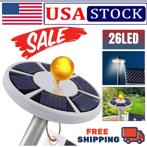 128 LED Solar Powered Flag Pole Lght Auto Actve Super Brght