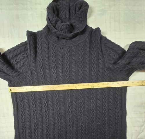Talbots Womens 100% Pure Cashmere Sweater Turtleneck Cowl Neck Tunic Black L - Picture 4 of 8