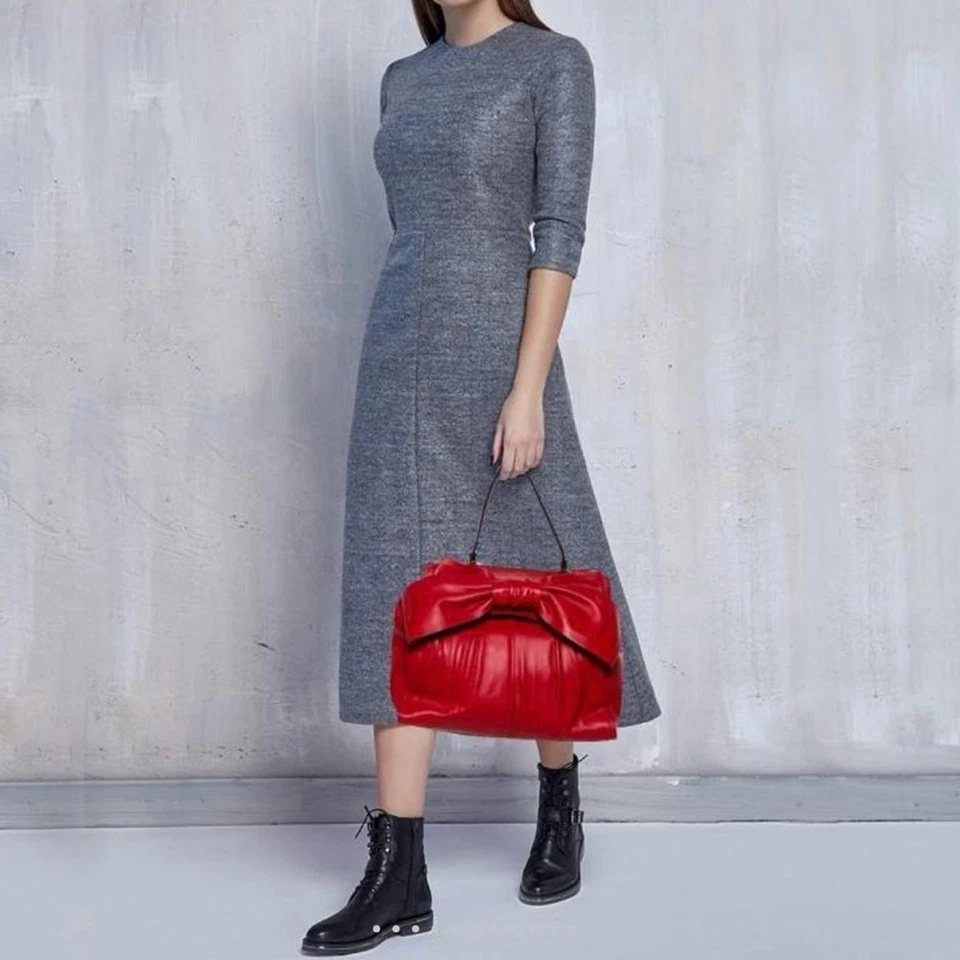 Bolso Valentino de cuero rojo Afrodita con asa superior con lazo Foto 2 de 4