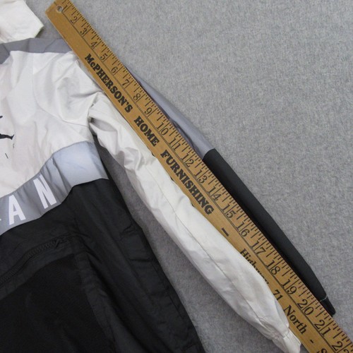 Air Jordan Boys Windbreaker Jacket M Black White Hooded Half Zip Pocket - Picture 9 of 10