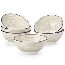 vancasso Bonbon Beige Stoneware Bowls Set of 6 Soup Bowl Pasta Bowl Cereal Bowl