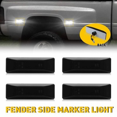 4x Smoked LED Side Marker Lights For 1994-2001 Dodge Ram 1500 Dually Fender EXXH