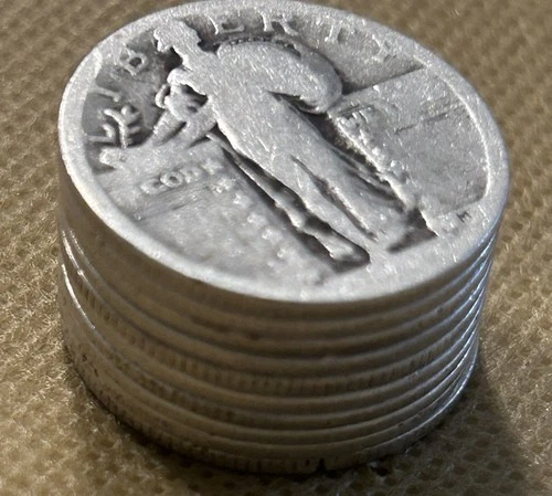 Lot Of 10 Standing Liberty Quarters 1926 And Various  - Circulated , Ungraded