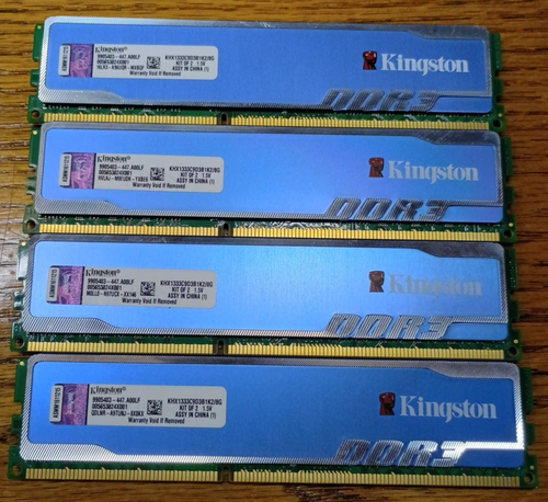 Kingston DDR3-1333 Hyper Blu 16gb 4x 4gb Sicks DDR3 - Picture 2 of 3