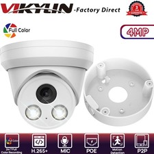 NEW VIKYLIN Turret POE 24h Full Color 4MP IP CAMERA Junction Box MIC Outdoor Lot