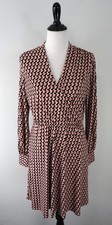 Adrianna Papell Pink Black White Geometric Faux Wrap Long Sleeve Dress Medium
