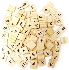 Honbay 100PCS Wooden Scrabble Tiles Numbers Symbols for Craft... 